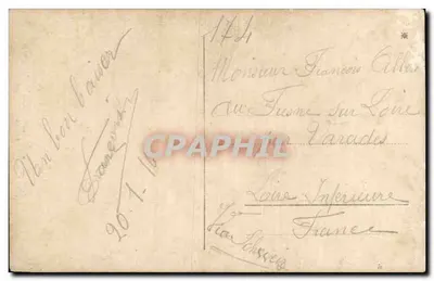 Four men in front of a wooden building — unknown publisher, series number not visible — Back