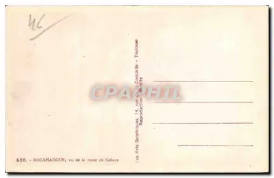 Rocamadour — widok z drogi z Cahors — Les Arts Graphiques, Toulouse — Rewers