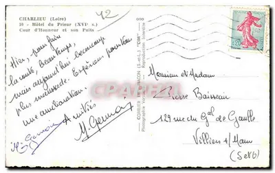 Charlieu (Loire) — Hotel do Prior (século XVI) e seu poço — Comber (Mâcon) — Verso