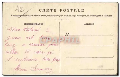 Saint-Haon-le-Vieux — A Virgem — Sra. Boulery, edição Roanne — Verso