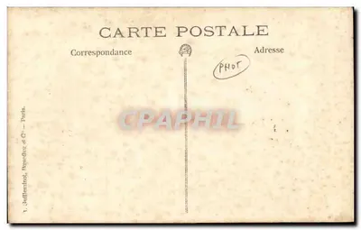 Homem em traje de trabalho — diante de uma porta metálica ondulada — Y. Jullien & Cie, Paris — Verso