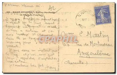 Saint-Étienne — Wzgórze Ste-Barbe i Plac Ludu — Wydawnictwo C. Huot, nr 505 — Rewers