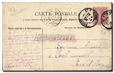 St-ÉTIENNE — Place du Palais des Arts — editore 'Bureau des Cartes Postales, St-ÉTIENNE' n°38 — Verso