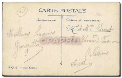 Stara pocztówka Saint-Étienne — Plac Hôtel-de-Ville — Riquet — Rewers