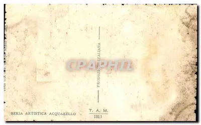 Embarcações a vela em um lago — produção italiana — série artística aquarela, n° 6 — Verso