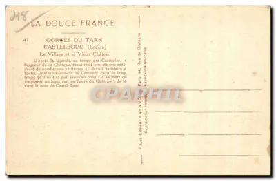 Castelbouc — Gorges do Tarn — Editor VVOT, n° 41 — Verso