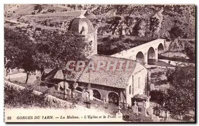 Gorges do Tarn — La Malène — A Igreja e o Ponte — Imp. Lévy e Neurdein, Paris