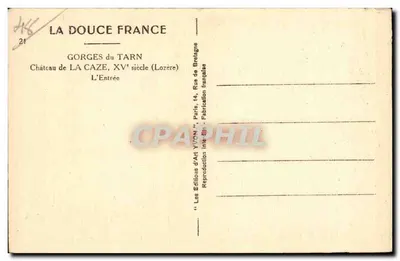 Castello di La Caze — Gole del Tarn — XV secolo (Lozère) — Éditions d'Art Yvon — Verso