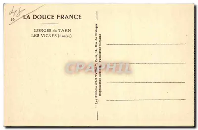Gorges do Tarn — Les Vignes (Lozère) — Les Éditions d'Art Yvon, Paris — Verso