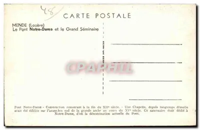 Mende (Lozère) — Most Notre-Dame i Wielki Seminarium — Wyd. H. Bacon — Rewers