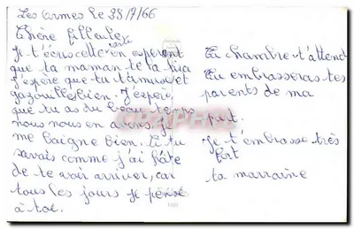 Dziecko pomagające niemowlęciu zbierać kwiat — rysunek V. Gougeon — wydawca nie widoczny — Rewers