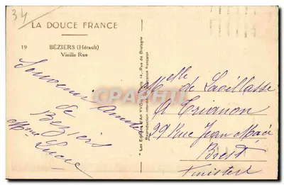 Béziers — Rue Velha — Editor La Douce France — Verso