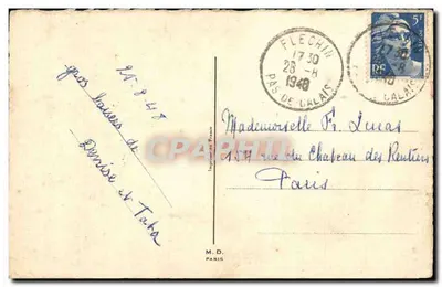 Criança com cachorro — 'Qui m'aime me suive!' — M.D. Paris — Verso