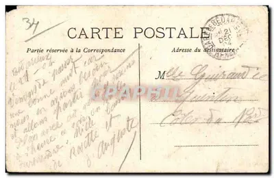 Bilhete postal antigo Bedarieux A estação (lado norte) Trem — Verso