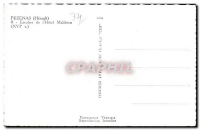 Pézenas (Hérault) — Escada do Hotel Malibran (século XVI) — Combiér Impressor — Verso