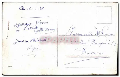 Dwa dzieci wymieniające jajka — Szczęśliwe Wielkanoc — wydawca 'Import. M. Marmagne' n°3472 — Rewers
