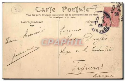 Bordeaux. — De Allee van Tourny en het Grote Theater — P. P. 15 — Achterkant