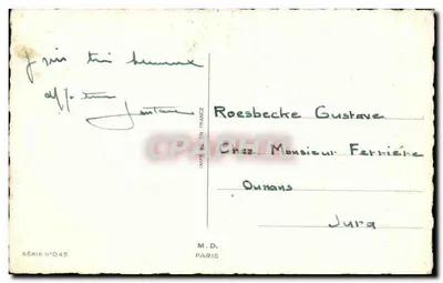 Homem em pijama numa cama — Estacionamento reservado! — Série N°045, M.D. Paris — Verso