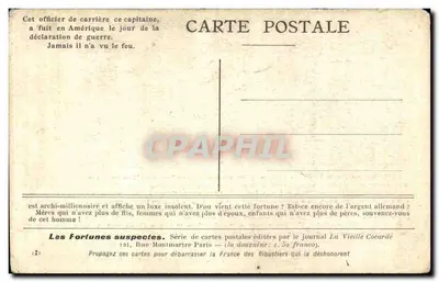 Charles Humbert — Jego pierwsza zdrada — seria „Podejrzane fortuny”, wydawca „La Vieille Cocarde" — Rewers