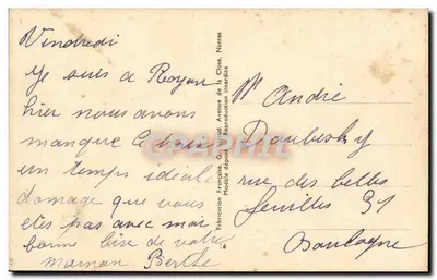 Bagniowcy przy brzegu morza — żartobliwa karikatura — Wydawnictwo Francuskie, G. Grand, Nantes — Rewers