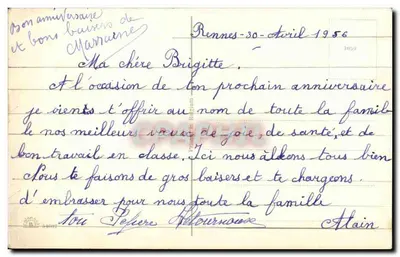 Criança com cesta de flores — Aniversário — editor não visível — Verso