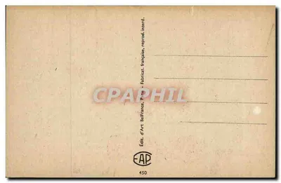 Família e criança com cruz — desenho humorístico — Ed. d'Art BellFrance, Paris, n° 450 — Verso