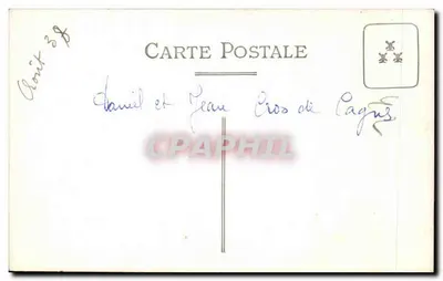 Dwoje dzieci — ogród — Karta Pocztowa z Cagnes — Rewers