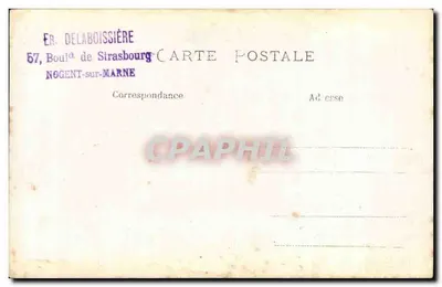 Chłopiec w stroju epoki — przed murzem z kamienia — wydawca ER. DELABOISSIÈRE, Nogent-sur-Marne — Rewers