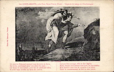OS DOIS AMANTES, perto do Pont-Saint-Pierre (Eure) — Lenda do tempo de Carlos Magno — Foto Ed. Laverge, Vernon