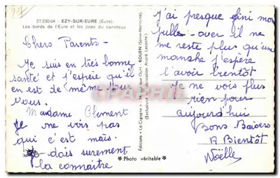 Brzegi rzeki Eure i radości kajakowania — Ezy-sur-Eure (Eure) — Wydawnictwo «La Cigogne» — Rewers