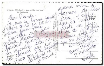 Widok na rzekę Eure nad mostem Cordeliers — Ezy (Eure) — La Cigogne — Rewers