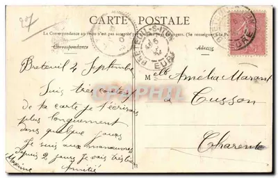 Breteuil (Eure) - As Promenades des Plesses e Estátua Ribot — Impressora Clássica D. Cuesnot, n°6 — Verso