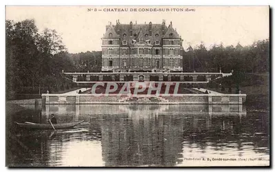 Castelo de Condé-sur-Iton (Eure) — visão do castelo e do lago — Photos-Eclair K. D., Condé-sur-Iton (Eure)