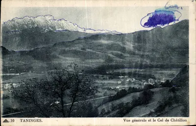 Taninges - Vista Geral e o Col de Chatillon - Bilhete postal antigo