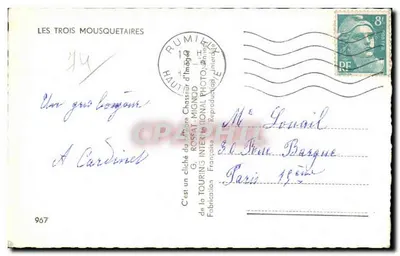 Trzej Muszkieterowie — G. Rossat-Mignod, seria 967 — Wydawnictwo francuskie — Rewers