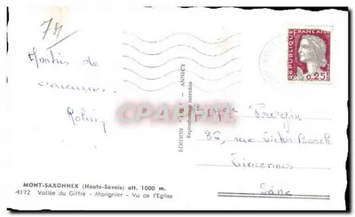 Mont-Saxonnex (Haute-Savoie) — Vue de l'église — Édition Clichy — Verso