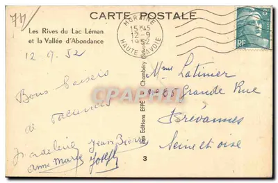 Les Rives du Lac Léman — Vallée d'Abondance — éditeur Les Editions Jean Brière, n°3 — Achterkant