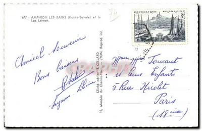 Amphion-les-Bains (Haute-Savoie) — Lago Léman — Cliché dér. I. CELLARD — n° 677 — Reverso