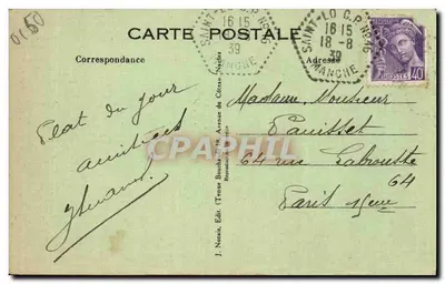 Restaurante dos 2 Hemisférios — M. son Laghargotte — Tente Boucha, n°396 — Verso