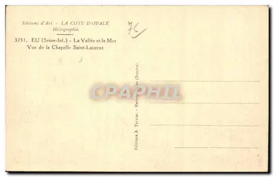 Kaplica św. Laurenta — Widok doliny i morza — Éditions d'Art LA COTE D'OPALE — Rewers