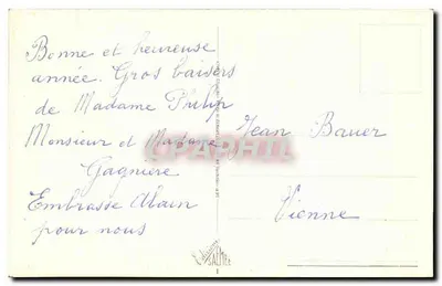 Enfants skieurs — scène de montagne enneigée — éditeur SALMEE — Achterkant