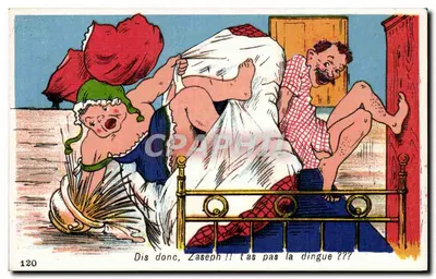 Cena humorística — homem e mulher em um quarto — Éditions GABY, n°120