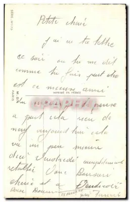 Femme en tailleur bleu dominant un homme agenouillé — Série N°175 — Imprimé en France — Verso
