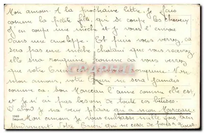 Menina cortando um fio de cabelo — Imprimerie de Belœil — Verso