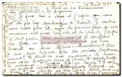Forges-les-Eaux — Parque do Hotel de Ville — Cing — Verso