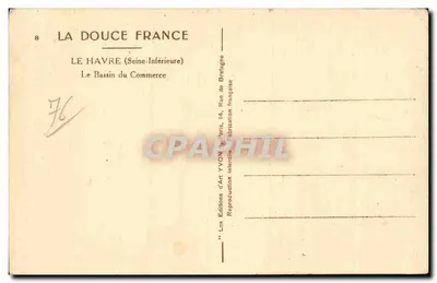 Le Havre — Widok na port handlowy — Wydawnictwo Art YVON — Rewers