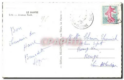 Widok z lotu nad Le Havrem — Wydawca Bellevues, n° S.96 — Rewers