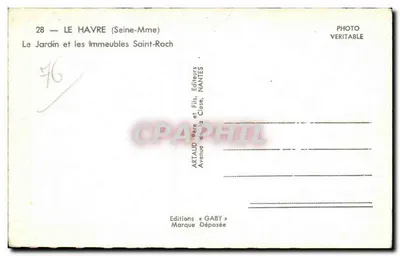 Le Havre — O Jardim e os Edifícios Saint-Roch — Edições Gaby — Verso