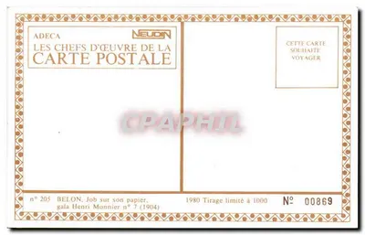 Job sobre seu papel — J. Belon — edição ADECA, série gala Henri Monnier n°7 (1904) — Verso
