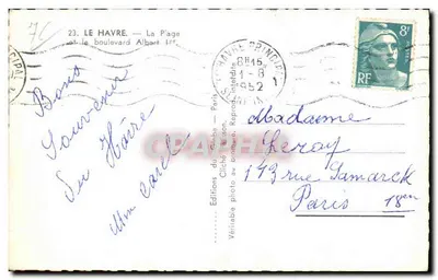 Le Havre — La Plage e il boulevard Albert — Éditions du Globe — Verso